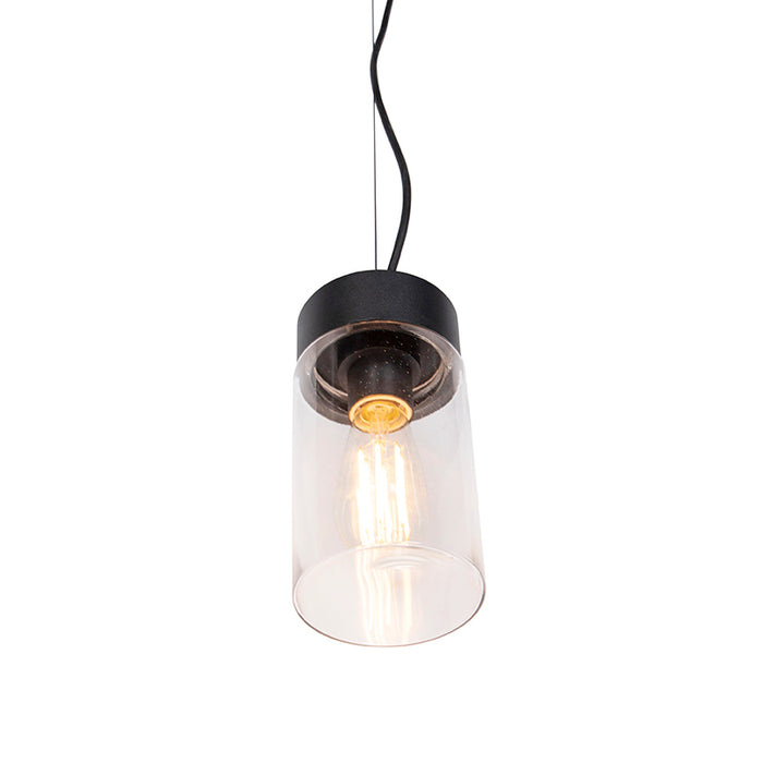 QAZQA Moderne hanglamp zwart met glas IP44 - Jarra