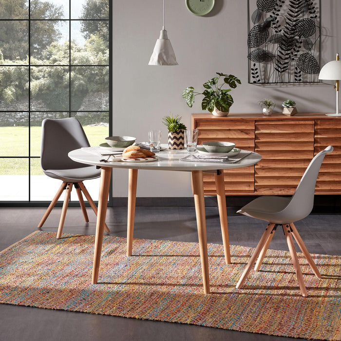 Kave Home Oqui Eettafel Uitschuifbaar Rond - 120/200 x 90 cm - Wit