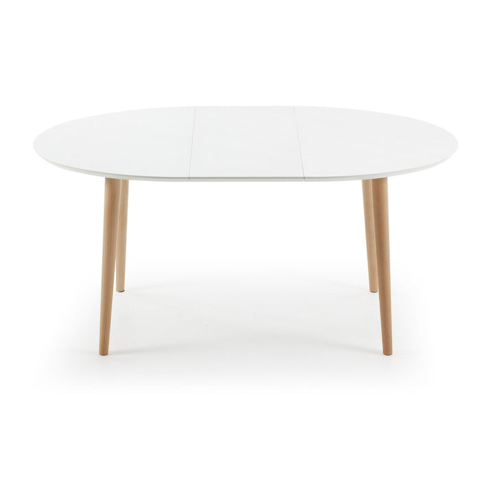 Kave Home Oqui Eettafel Uitschuifbaar Rond - 120/200 x 90 cm - Wit