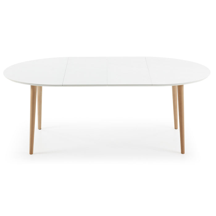 Kave Home Oqui Eettafel Uitschuifbaar Rond - 120/200 x 90 cm - Wit