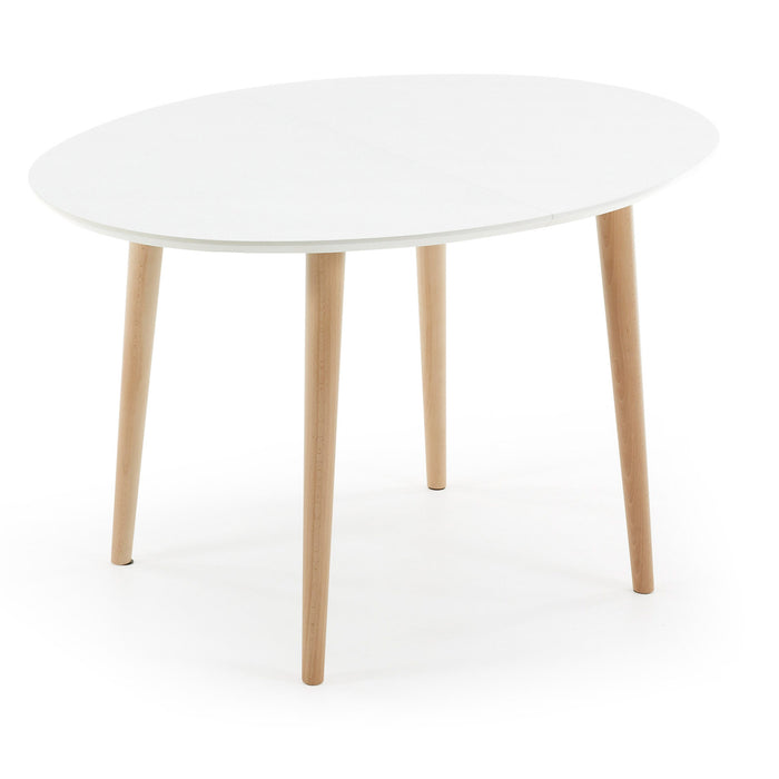 Kave Home Oqui Eettafel Uitschuifbaar Rond - 120/200 x 90 cm - Wit