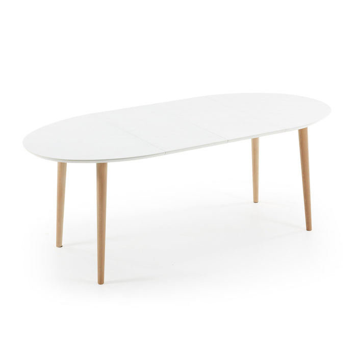 Kave Home Oqui Eettafel Uitschuifbaar Rond - 120/200 x 90 cm - Wit