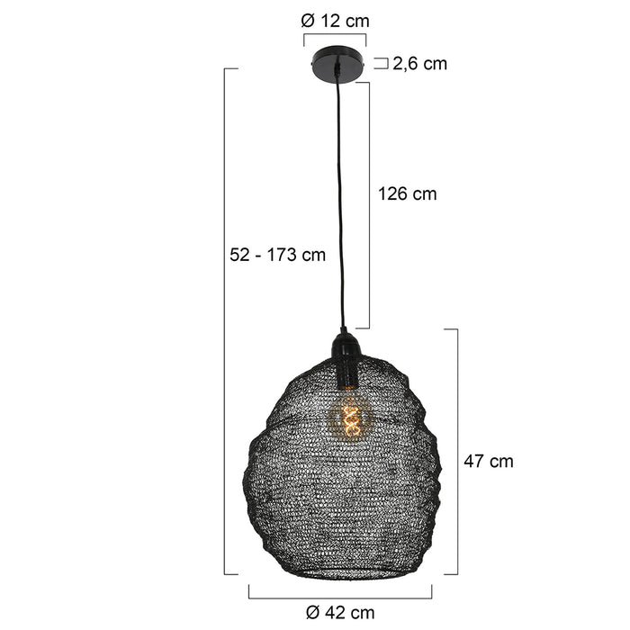 Light & Living Hanglamp Nina - Zwart - Ø38cm