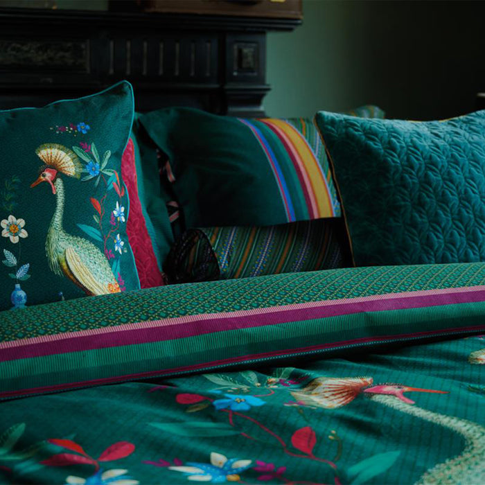 Pip Studio Birds in a Row Dekbedovertrek 140 x 220 cm - Groen