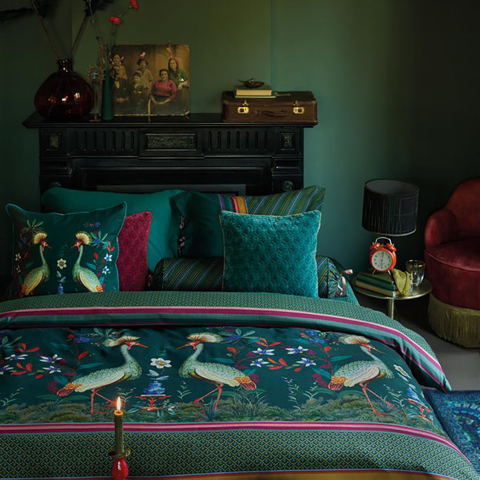 Pip Studio Birds in a Row Dekbedovertrek 140 x 220 cm - Groen