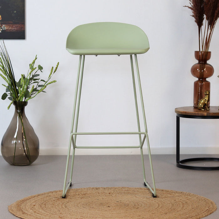 Livin24 Barkruk Ellen groen Scandinavisch design 76 cm