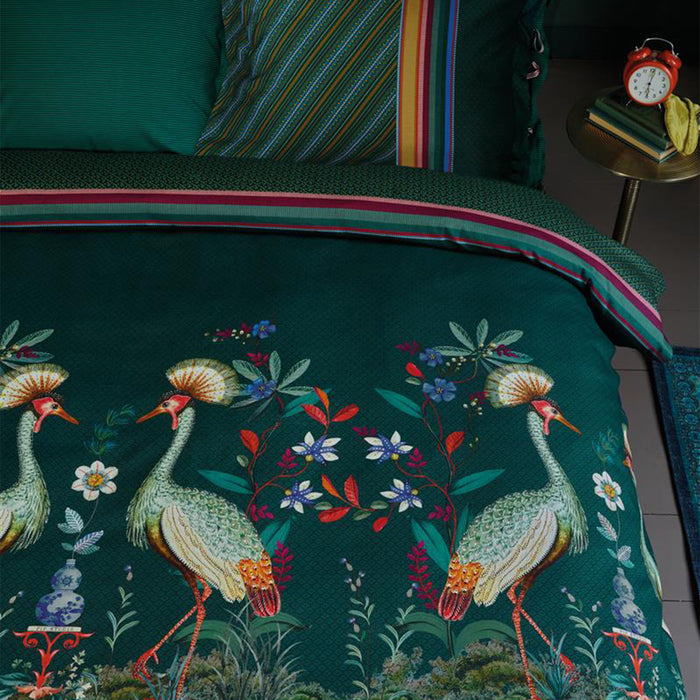Pip Studio Birds in a Row Dekbedovertrek 240 x 220 cm - Groen