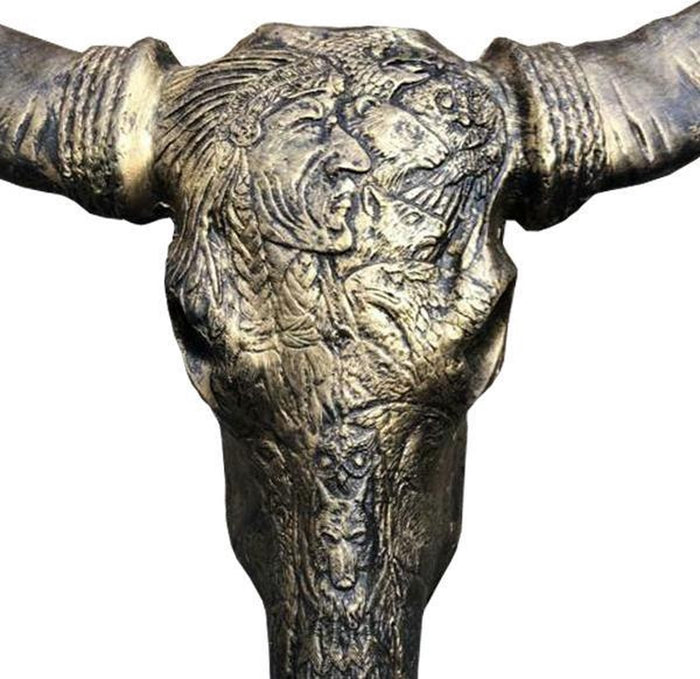 Skull Decoratie Skull Buffel Schedel - Buffelschedel - Brons - Goud