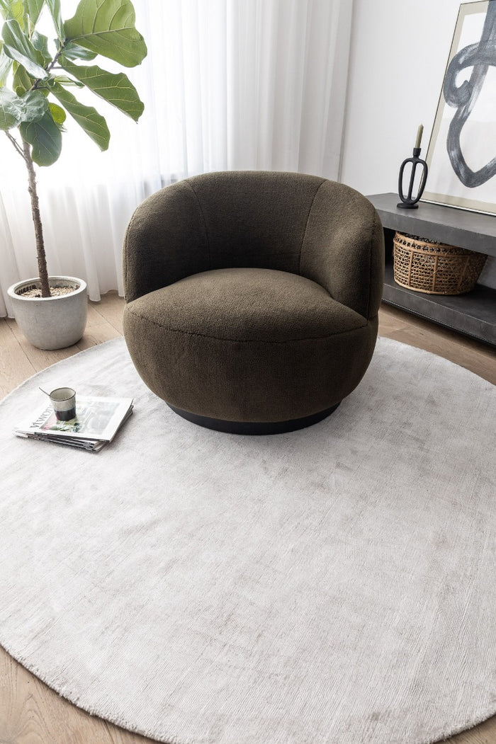 Interieur05 Vloerkleed Felva Zilver|Grijs Rond Viscose 180 cm