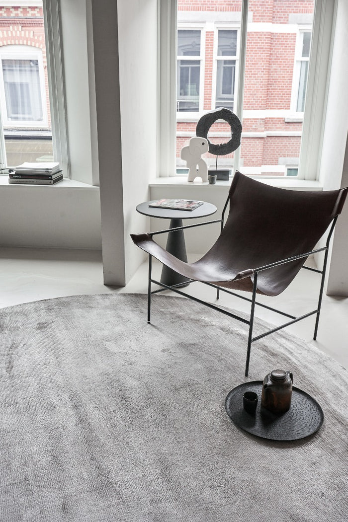 Interieur05 Vloerkleed Felva Zilver|Grijs Rond Viscose 180 cm