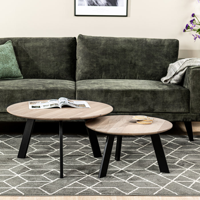 Duverger Industry oak - Salontafels - set van 2 - rond - eiken blad -