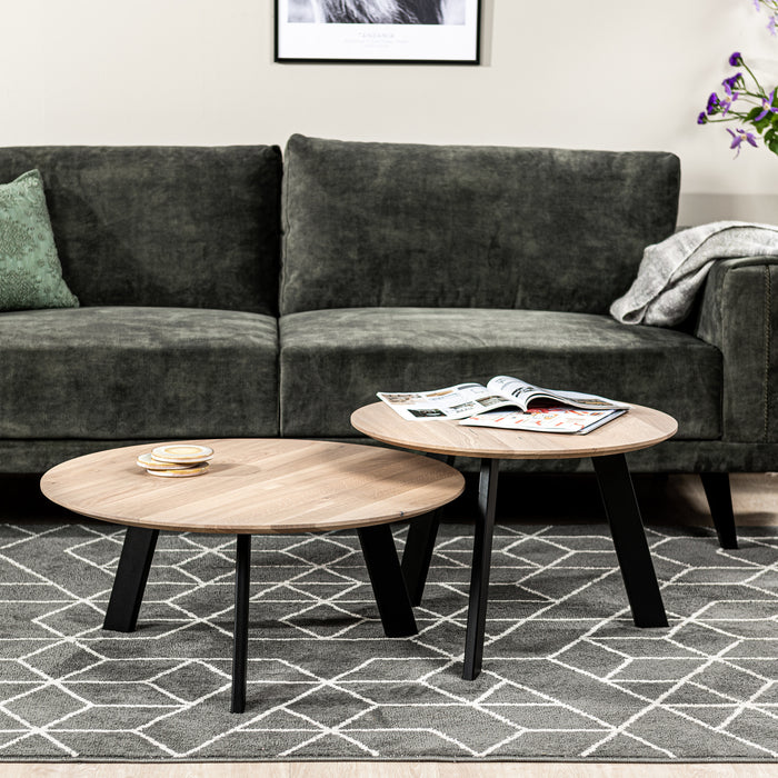 Duverger Industry oak - Salontafels - set van 2 - rond - eiken blad -