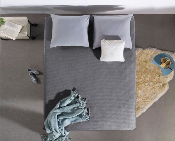 LINNICK Badstof Velours Hoeslaken anthracite lits jumeaux