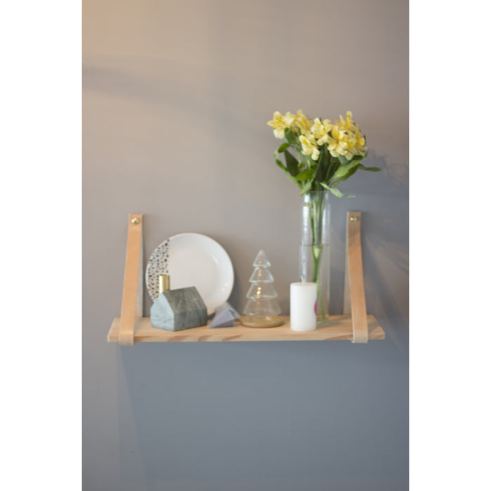 TAK Design - Hout Shelfie Boekenplank met Leerbanden 20 x 60 cm