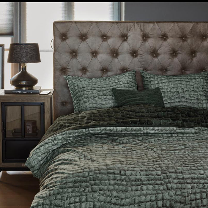 Rivièra Maison Croco Dekbedovertrek 140 x 220 cm - Groen