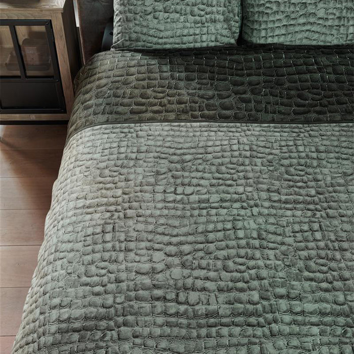 Rivièra Maison Croco Dekbedovertrek 140 x 220 cm - Groen