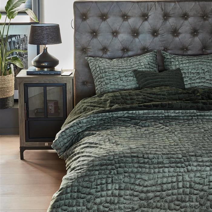 Rivièra Maison Croco Dekbedovertrek 140 x 220 cm - Groen