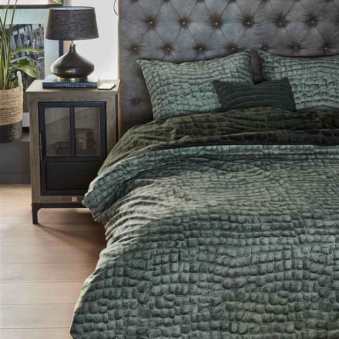 Rivièra Maison Croco Dekbedovertrek 200 x 220 cm - Groen