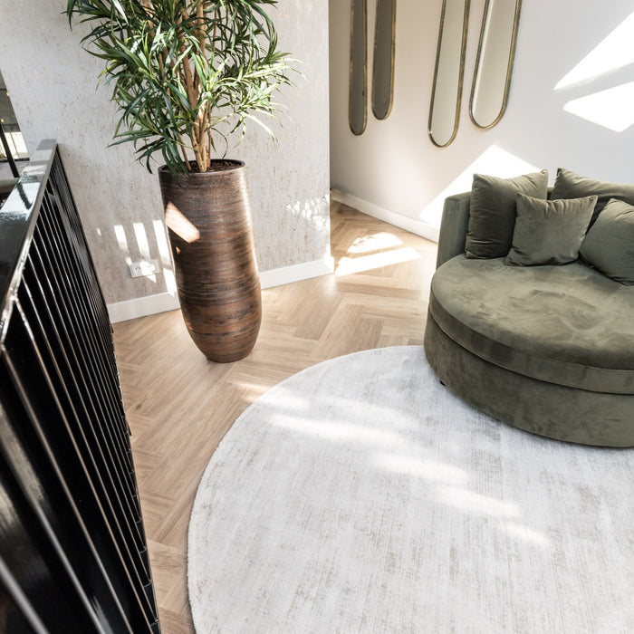 Interieur05 Vloerkleed Felva Zilver|Grijs Rond Viscose 220 cm