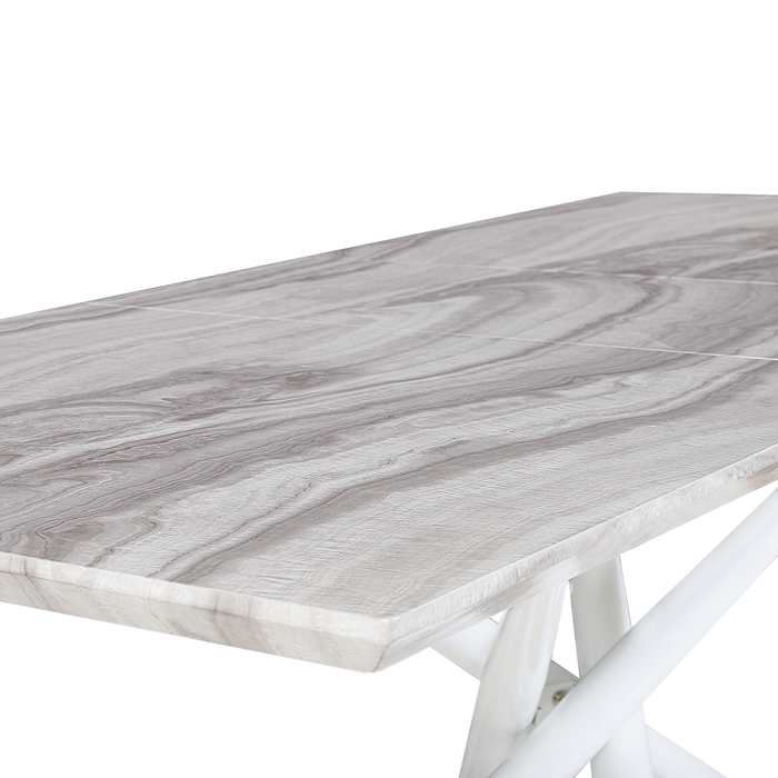 Beliani-MOIRA -Uitschuifbare eettafel-Wit-90 x 160|200 cm-MDF