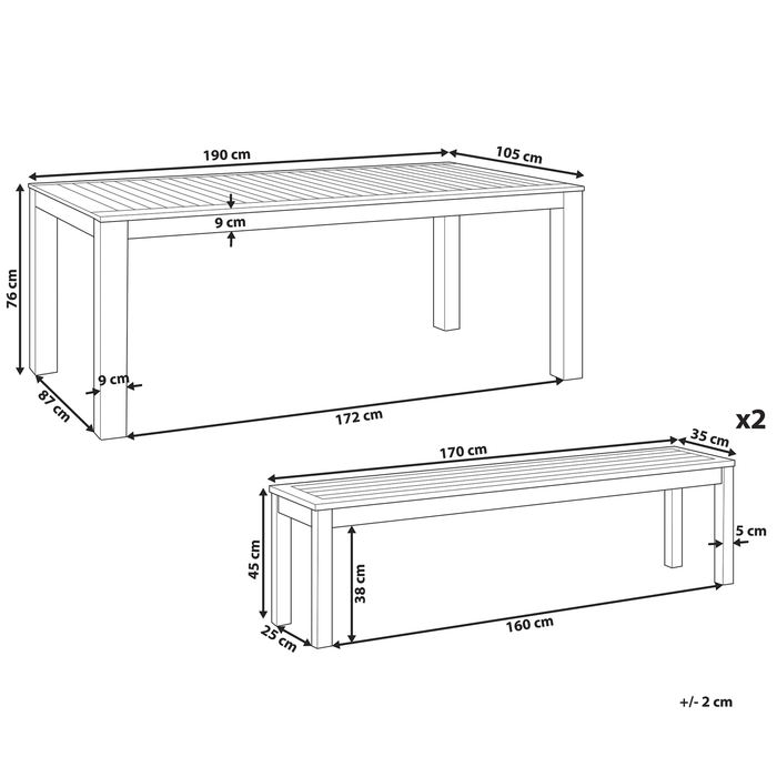 Beliani-MONSANO -Tuinset voor 6-Lichte houtkleur-Eucalyptushout