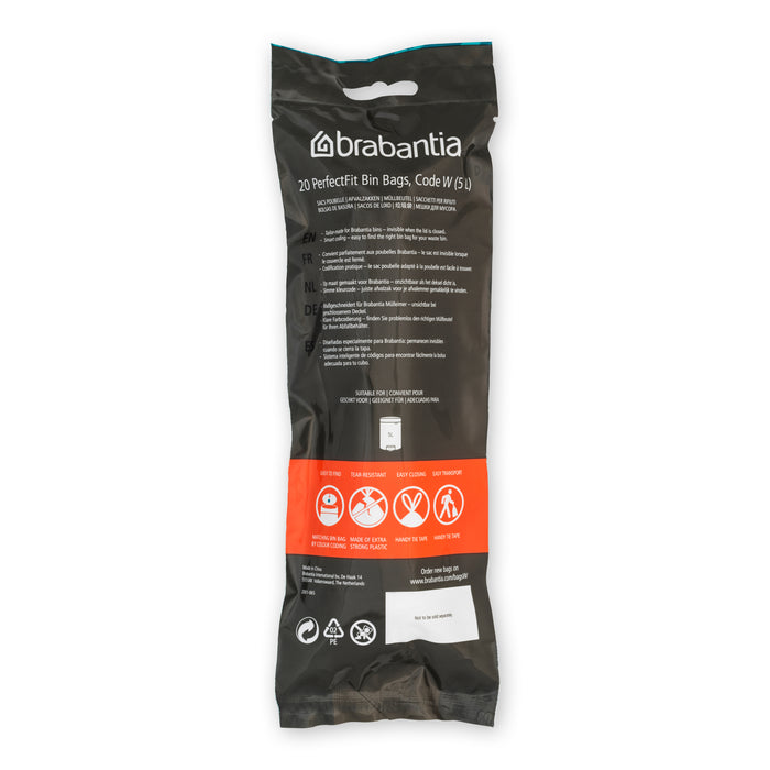 Brabantia Type W PerfectFit Jaarverpakking Afvalzak 5 Liter - 200 Stuks