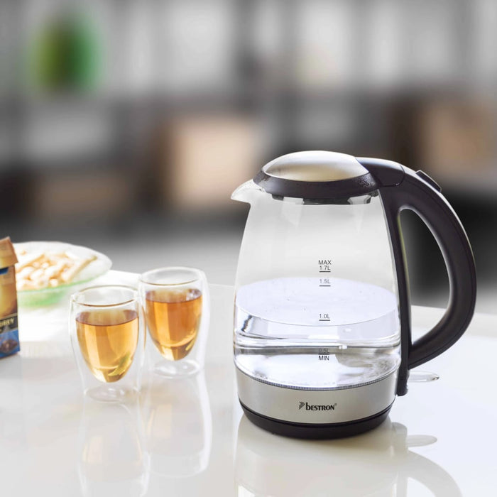 Bestron Waterkoker digitaal AWK780G 2200 W 1,7 L glas blauw