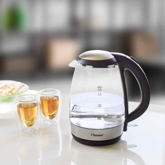 Bestron Waterkoker digitaal AWK780G 2200 W 1,7 L glas blauw