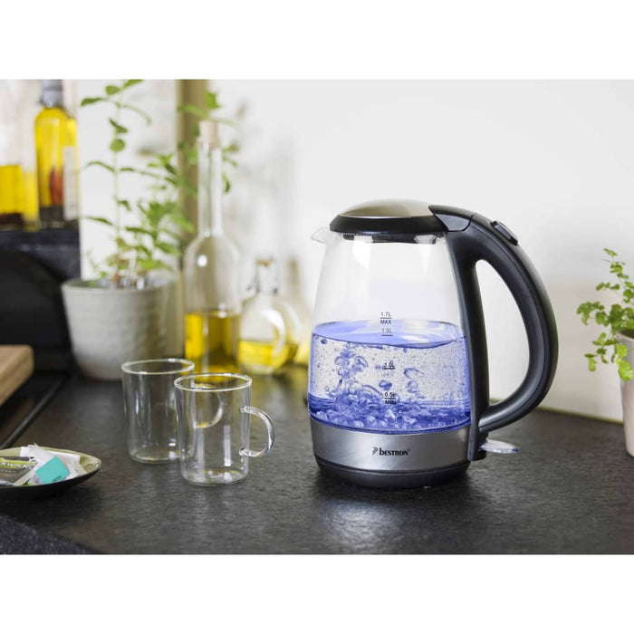Bestron Waterkoker digitaal AWK780G 2200 W 1,7 L glas blauw