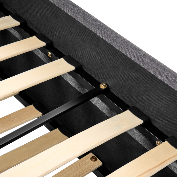 Beliani-MARMANDE-Onderschuifbed-Donkergrijs-90 x 200 cm-Polyester