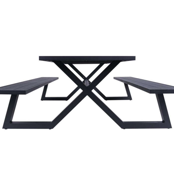 luxe aluminium picknicktafel Dex 200 cm zwart