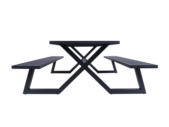 luxe aluminium picknicktafel Dex 200 cm zwart