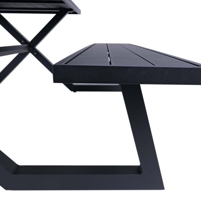 luxe aluminium picknicktafel Dex 200 cm zwart
