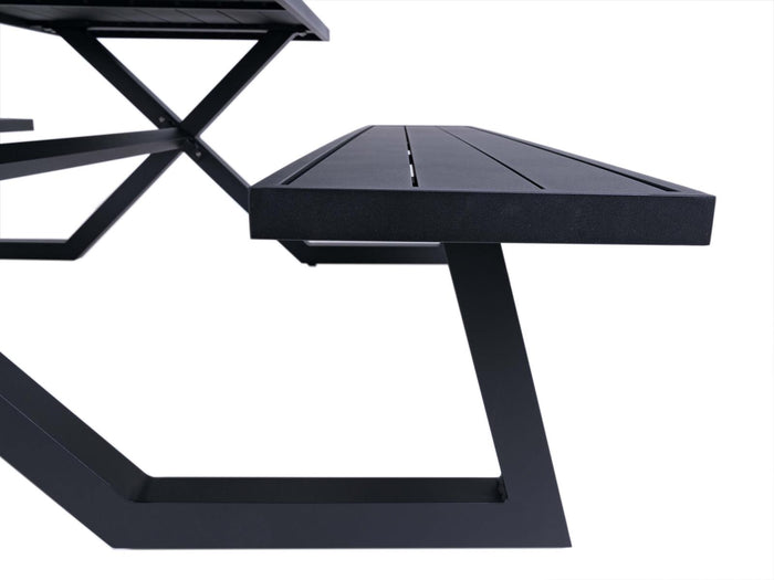 luxe aluminium picknicktafel Dex 200 cm zwart