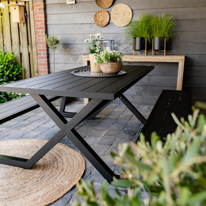 luxe aluminium picknicktafel Dex 200 cm zwart