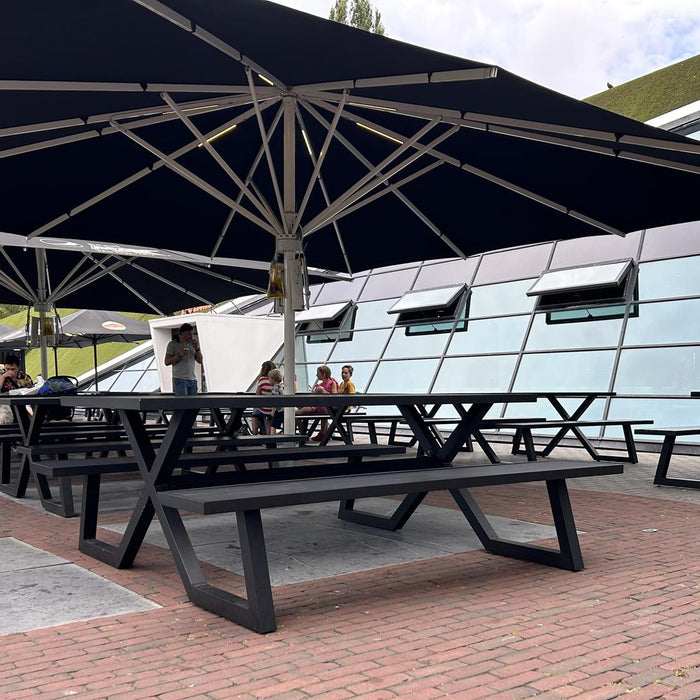 luxe aluminium picknicktafel Dex 200 cm zwart