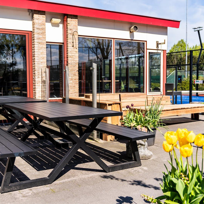 luxe aluminium picknicktafel Dex 200 cm zwart