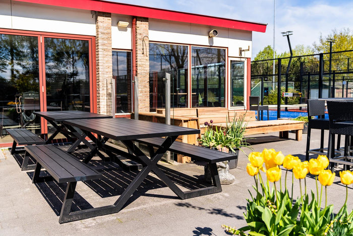 luxe aluminium picknicktafel Dex 200 cm zwart