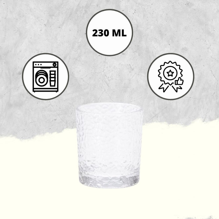 Orange85 Drinkglazen Geribbeld Relief Kristal 4 Stuks 230 ml