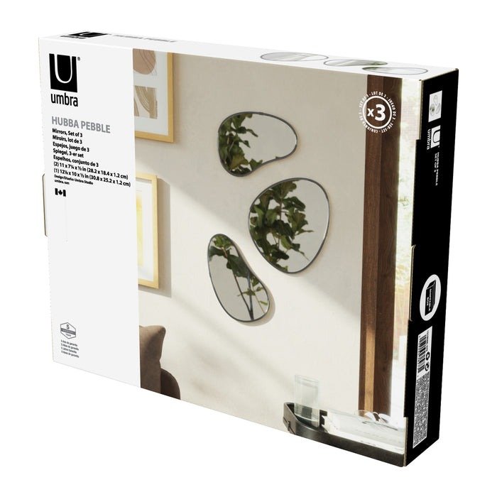 Umbra Hubba Pebble Spiegel - Set van 3 - Metallic Titanium