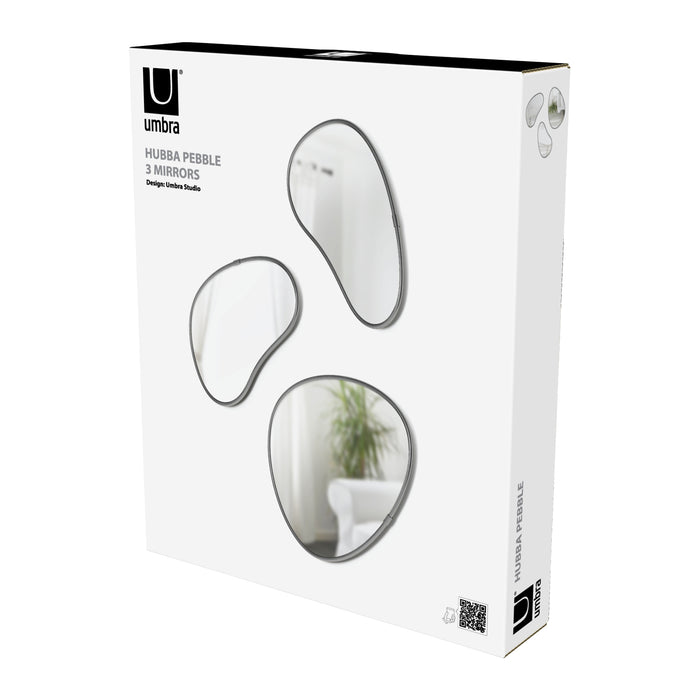 Umbra Hubba Pebble Spiegel - Set van 3 - Metallic Titanium