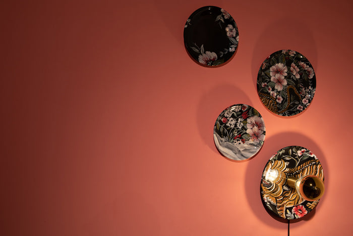 Bold Monkey No Food Here wandlamp tijger - Set van 4 - Zwart