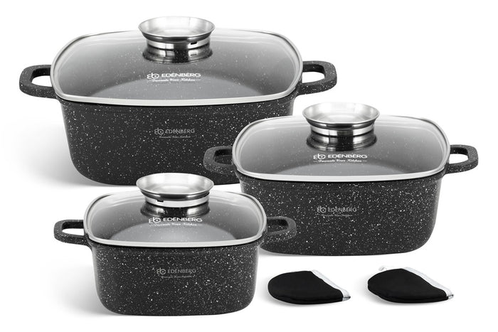 Edenberg Stonetec Line - 8-delige Luxe Pannenset van Gesmeed Aluminium