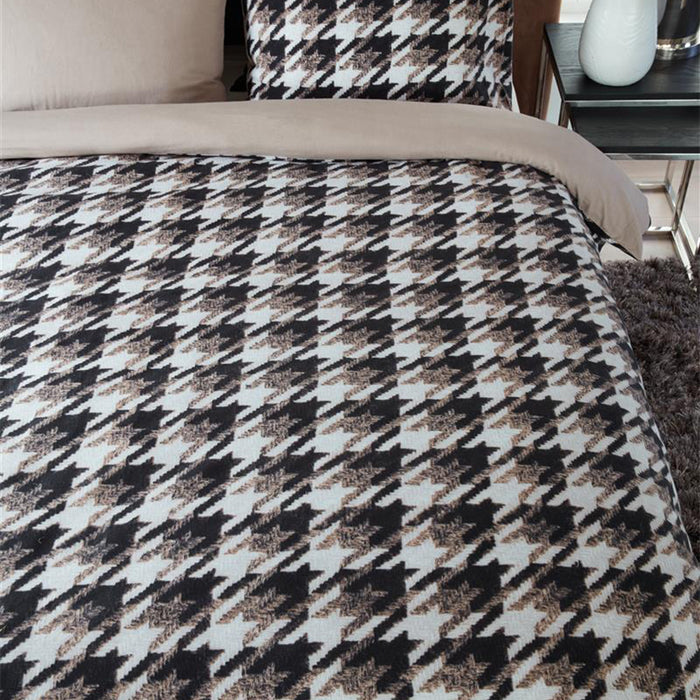 Rivièra Maison Pied de Poule Dekbedovertrek 140 x 220 cm - Zand