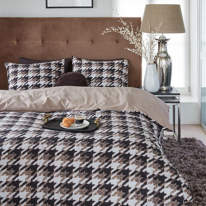 Rivièra Maison Pied de Poule Dekbedovertrek 140 x 220 cm - Zand