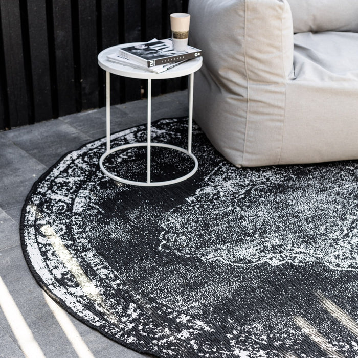 Eva Interior Buitenkleed Rond Sage - Zwart - dubbelzijdig 200cm