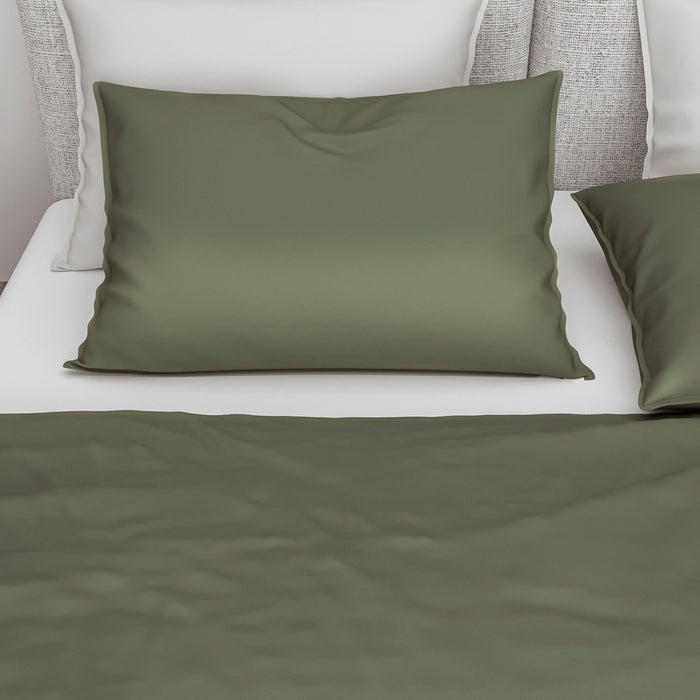Zo Home Satinado Dekbedovertrekset Uni Katoen Satijn - army green