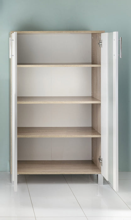 Hioshop Porto badkamerkast 65 x 109 cm 2 deuren eiken decor, wit,