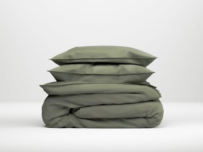 Zo Home Satinado Dekbedovertrekset Uni Katoen Satijn - army green