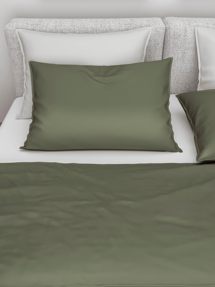 Zo Home Satinado Dekbedovertrekset Uni Katoen Satijn - army green